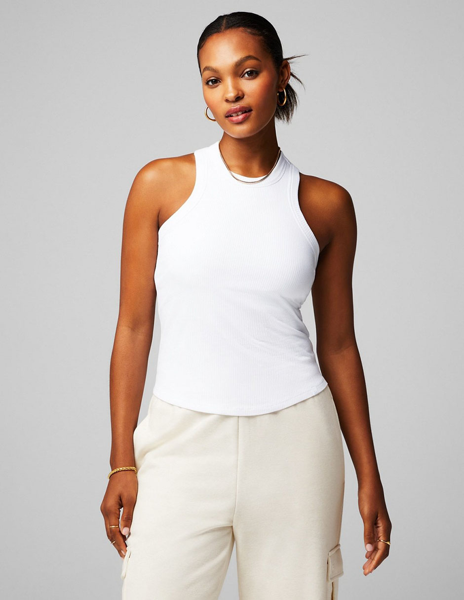 Playera sin manga cuello redondo para mujer
