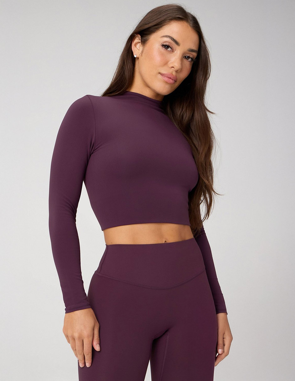 Playera manga larga Khloe cuello alto para mujer